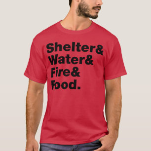 Camiseta Refugio de supervivencia Agua Fuego Comida diverti