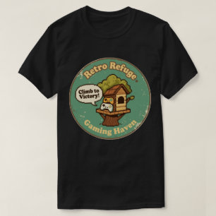 Camiseta Refugio Retro de Juegos Paraíso Pixel Treehouse