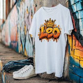 Camiseta Regal León Zodiac Graffiti aerógrafo con corona