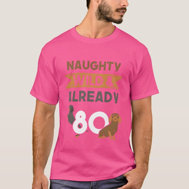 Camiseta Regalo 80 años cumpleaños mujeres Dachshund divert (Anverso)