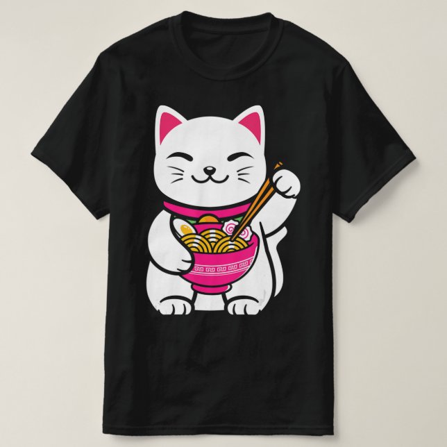 Camiseta Regalo adolescente de Neko Cat Ramen Anime Kawaii (Diseño del anverso)