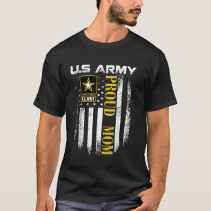 Camiseta Regalo Antiguo Ejército Orgullosa Mamá Con Bandera