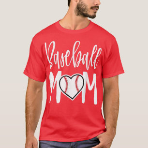 Camiseta Regalo cardíaco de madre de béisbol para madres de