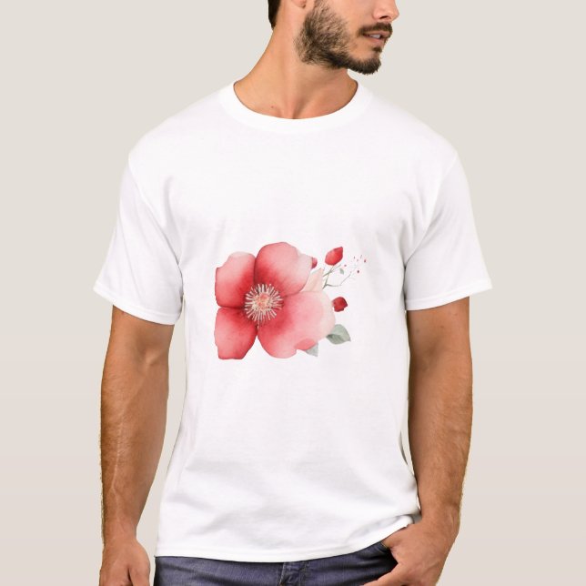 Camiseta Regalo con tema de flores rosas (Anverso)