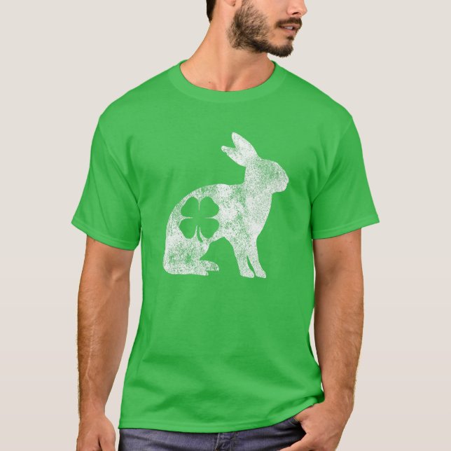 Camiseta Regalo conejo de conejo St. Patrick's Day Shamrock (Anverso)