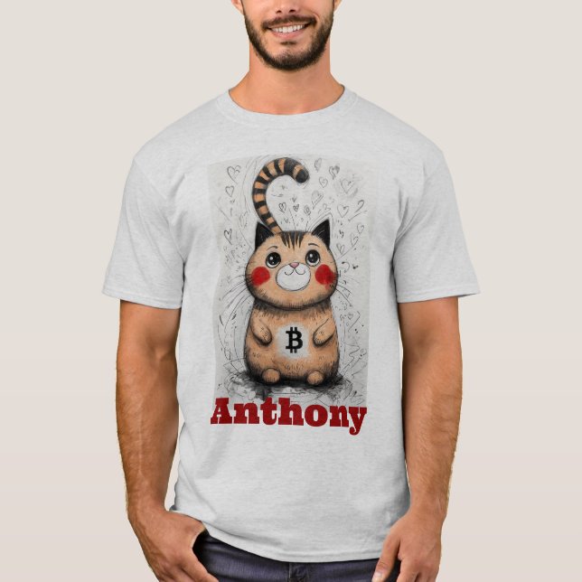 Camiseta regalo criptográfico del amante del gato editable (Anverso)