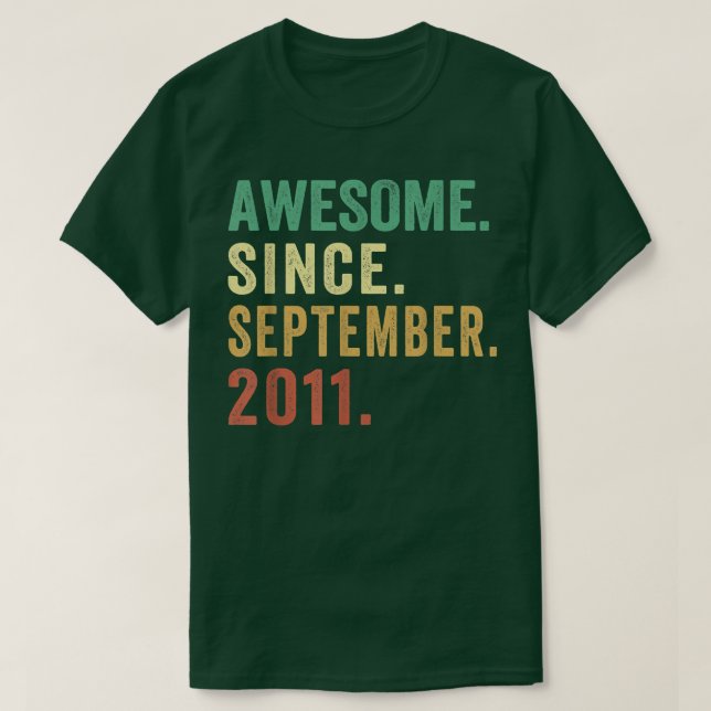 Camiseta Regalo de 11 años increíble desde septiembre de 20 (Diseño del anverso)