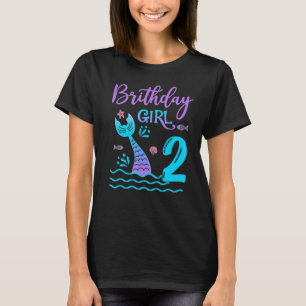 Camiseta Regalo de 2 años Mermaid cola 2 cumpleaños Chica D