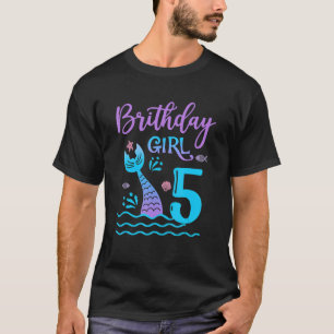 Camiseta Regalo de 5 años cola de sirena 5 cumpleaños Chica