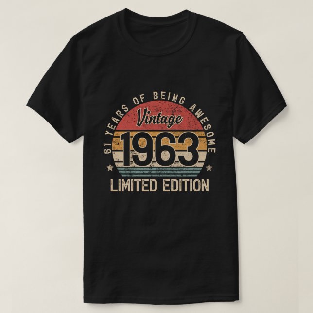 Camiseta Regalo de 61 años, edición limitada de 1963 cumple (Diseño del anverso)