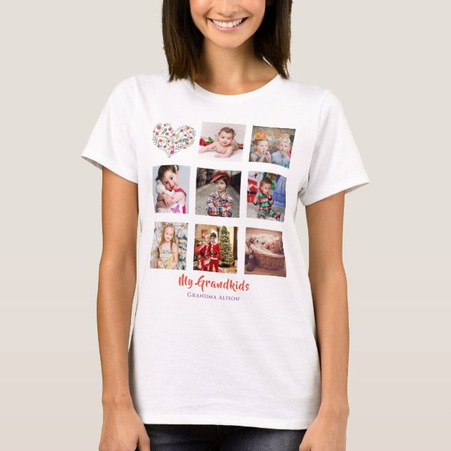 Camiseta Regalo de abuela de Collage de fotos de árbol fami (Anverso)