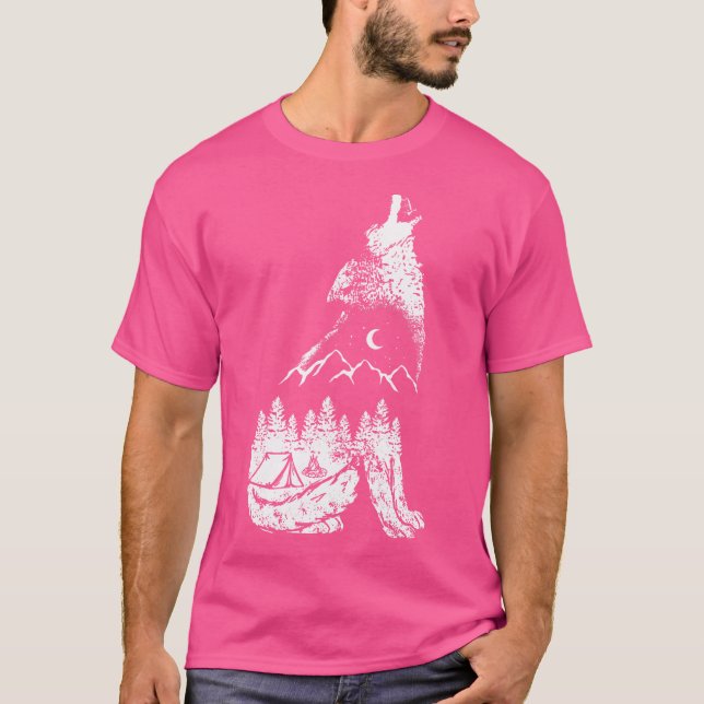 Camiseta Regalo de acampada de las montañas Wolf (Anverso)