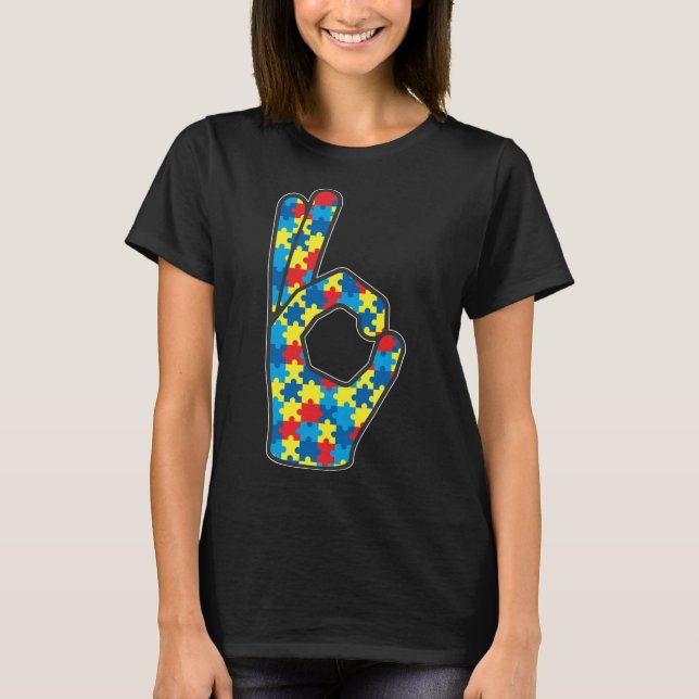 Camiseta Regalo de amor lenguaje de señas Autismo Concienci (Anverso)