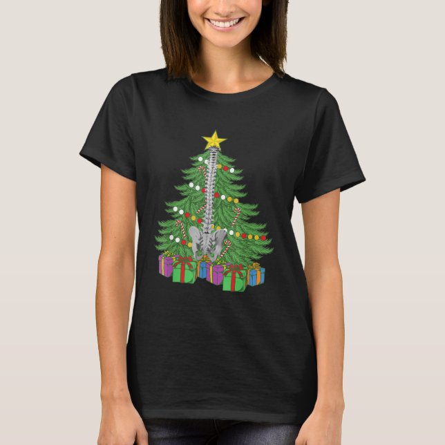 Camiseta Regalo de anatomía de árbol de Navidad quiroprácti (Anverso)