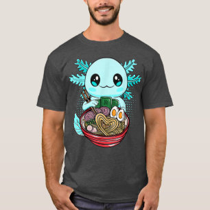 Camiseta Regalo de anime de ajolote Kawaii comiendo fideos