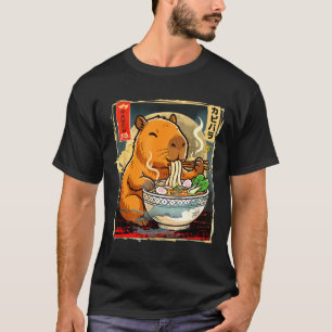 Camiseta Regalo de anime de capibara kawaii comiendo fideos