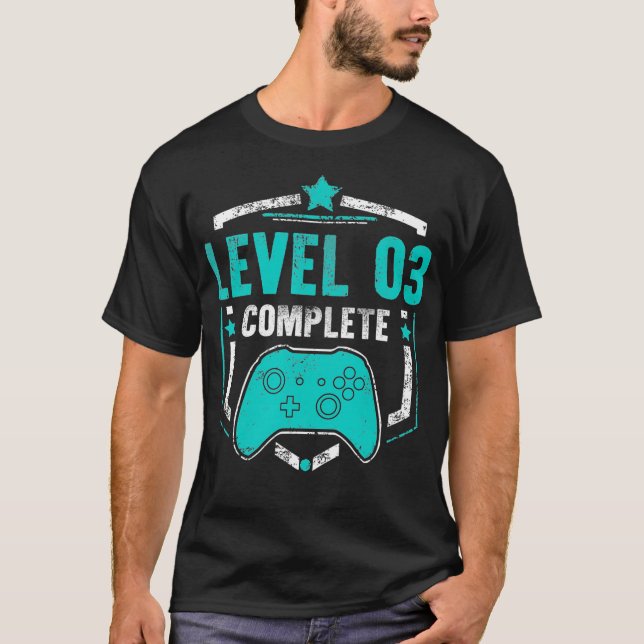 Camiseta Regalo de aniversario de videojuegos de nivel 3 co (Anverso)