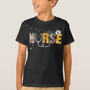 Camiseta Regalo de araña   Enfermera de Halloween con araña