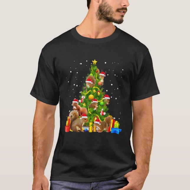 Camiseta Regalo de árbol de navidad de ardilla X-mas Santa  (Anverso)
