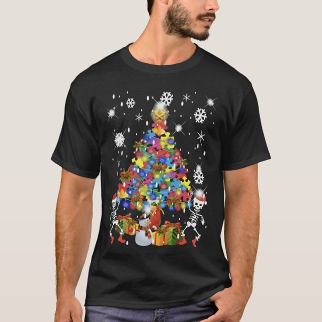 Camiseta regalo de árbol de navidad para hombres autismo fe (Anverso)