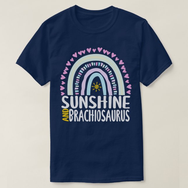 Camiseta Regalo de arcoíris lindo de sol y Brachiosaurus pa (Diseño del anverso)