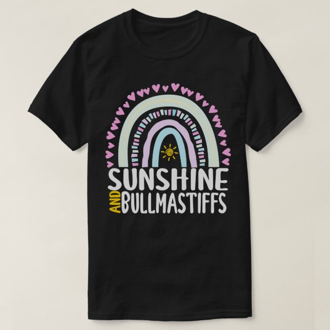 Camiseta Regalo de arcoíris lindo de sol y Bullmastiffs par (Diseño del anverso)