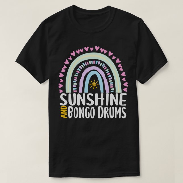 Camiseta Regalo de arcoíris lindo de sol y tambores Bongo p (Diseño del anverso)