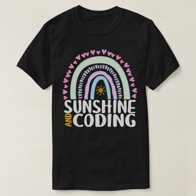 Camiseta Regalo de arcoíris lindo y codificación de sol par (Diseño del anverso)