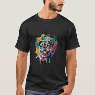 Camiseta Regalo de arte de pug con salpicaduras de color pa