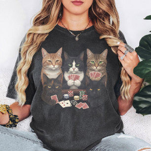 Camiseta Regalo de Arte Divertido de Gatos Jugando Póquer