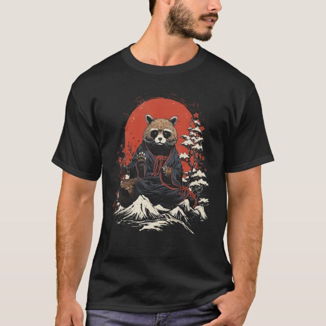 Camiseta Regalo de arte japonés Tanuki Raccoon Dog Japan (Anverso)