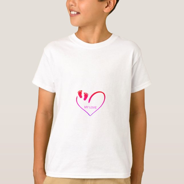 Camiseta Regalo de Baby Shower: corazón de pies de bebé en  (Anverso)