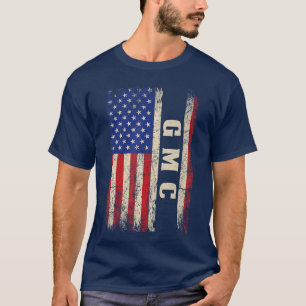 Camiseta regalo de bandera americana con apellido GMC y nom