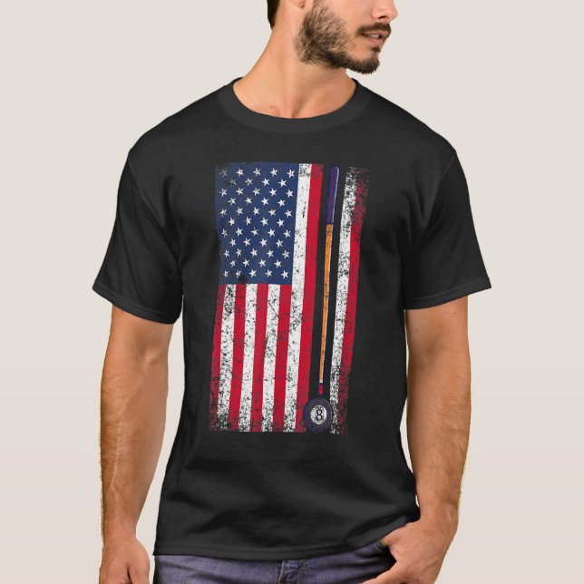 Camiseta Regalo de bandera americana de billar (Anverso)
