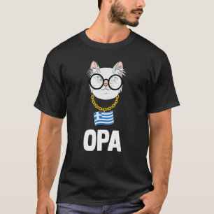 Camiseta Regalo de bandera de Grecia - Gato griego Opa