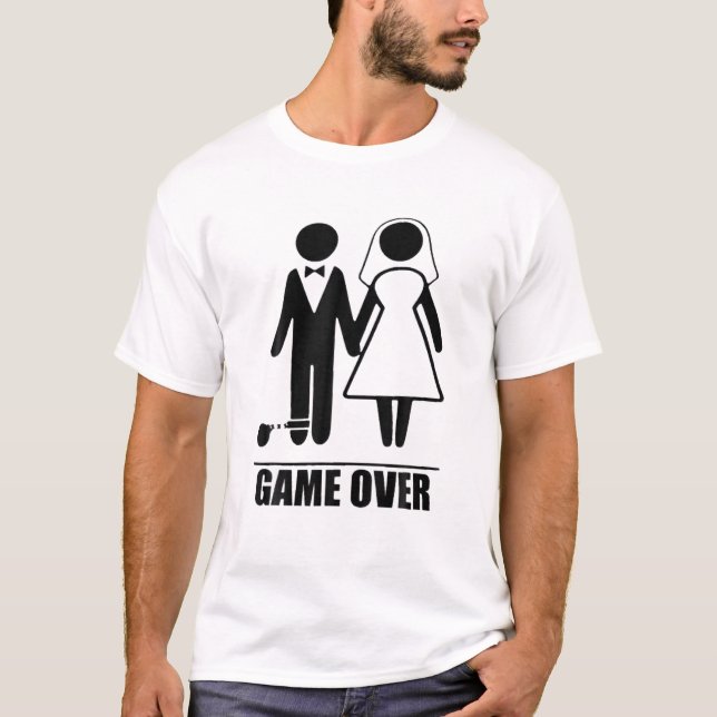 Camiseta Regalo de bodas divertido para hombres Game Over (Anverso)