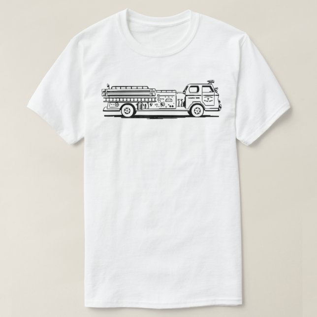 Camiseta Regalo de bomberos clásico Camión de bomberos Viej (Diseño del anverso)