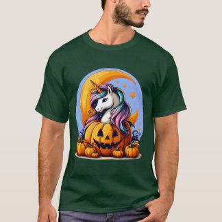 Camiseta Regalo de calabaza de unicornio en Halloween