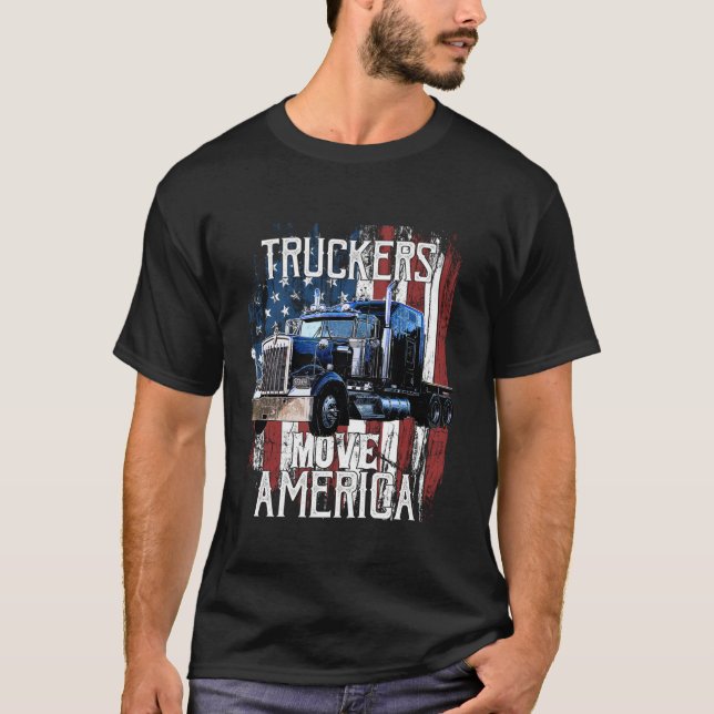 Camiseta Regalo de camionero con bandera estadounidense (Anverso)