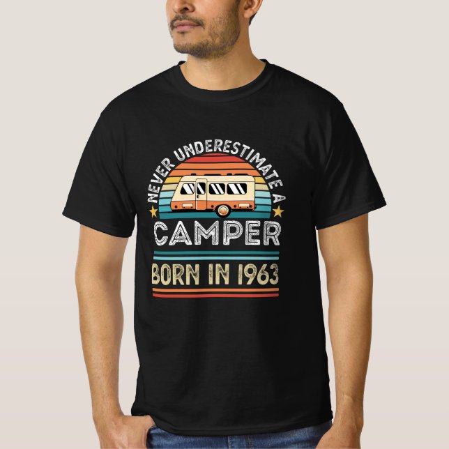 Camiseta Regalo de camping de 60º cumpleaños nacido en 1963 (Anverso)