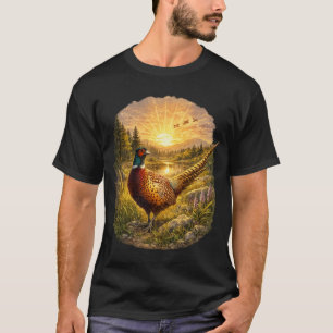 Camiseta Regalo de caza de faisanes al atardecer Aves silve