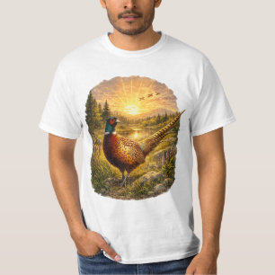Camiseta Regalo de caza de faisanes al atardecer Aves Silve