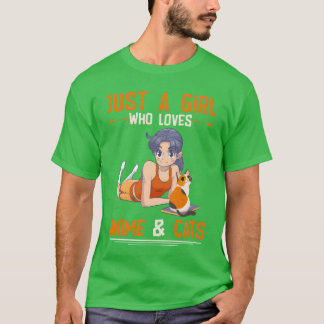 Camiseta Regalo de chica amante de Anime y Gatos