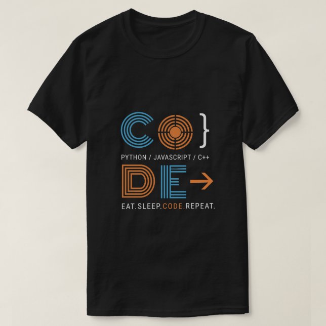Camiseta Regalo de código de programador geométrico Come Du (Diseño del anverso)