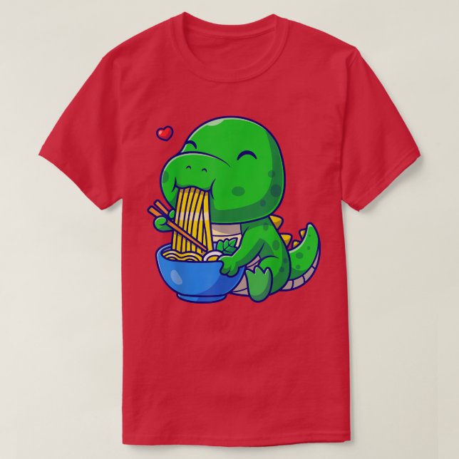 Camiseta Regalo de comida japonesa de anime Kawaii Dinosaur (Diseño del anverso)