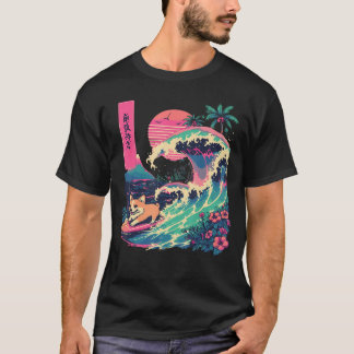 Camiseta Regalo de Corgi Japonés Surfando Gran Ola Japón