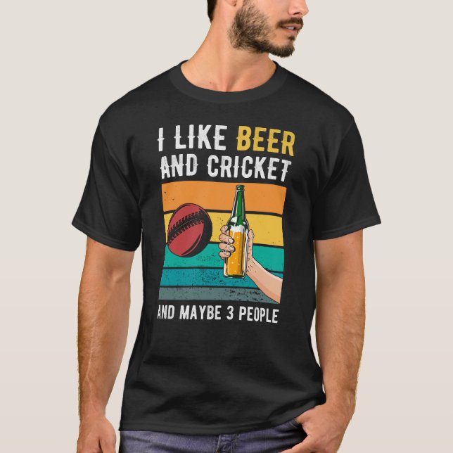 Camiseta Regalo De Cricket Y Cerveza Retro (Anverso)