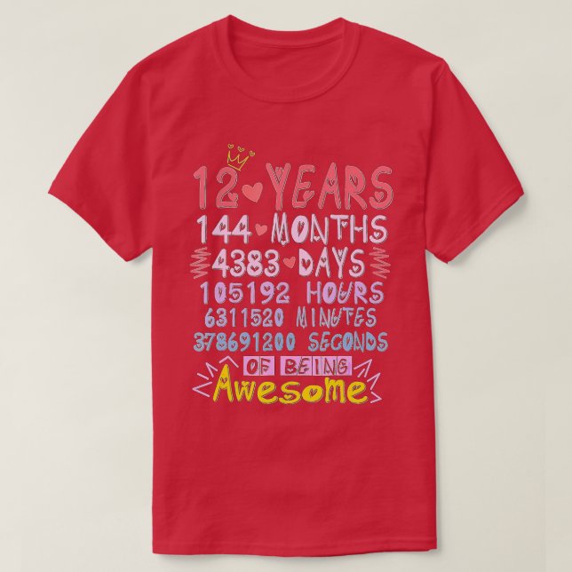 Camiseta Regalo de cumpleaños 12 años de edad: chicos incre (Diseño del anverso)