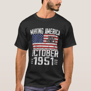 Camiseta Regalo de cumpleaños 69 Octubre 1951 Bandera estad