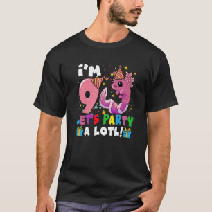 Camiseta Regalo de cumpleaños 9 años Kawaii Axolotl para ni